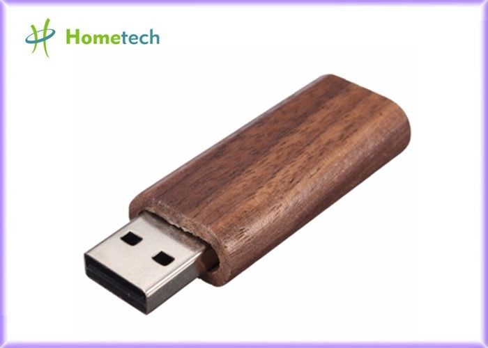 Rectagnel Tarzı USB Flash Sürücü Kaydedici Coulor Baskı Ceviz Ahşap Kutu