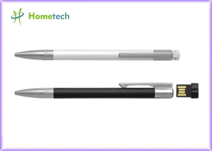 Siyah / Beyaz Tükenmez Kalem Yüksek Hızlı Kalem Sürücü 16GB USB 2.0 Özelleştirilmiş Metal Mateial