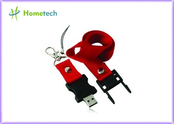 128 mb özel baskılı, USB 2.0 kırmızı plastik kordon USB birden parlamak götürmek