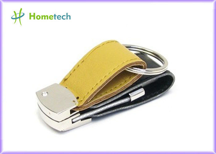 Turuncu Yüksek Dereceli Deri USB Flash Disk, USB Key Password Traveler