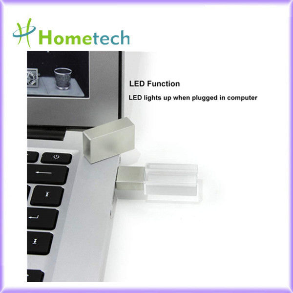 Yüksek hızlı USB2.0 / 3.0 özel şekil USB flash sürücüler iş hediye için promosyon LED kristal USB flash sürücü