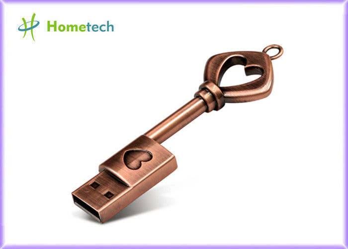 64 GB / 32 GB Metal Bronz Kalp Anahtar Flash Sürücü USB 2.0 Pendrive Memory Stick Sürücüler