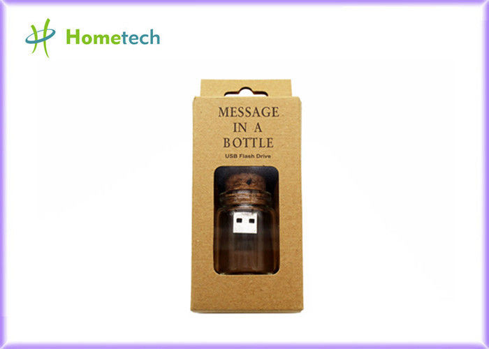 16GB Ahşap USB Sürücü Yaratıcı Promosyon Kristal Mesaj Şişe Şekli