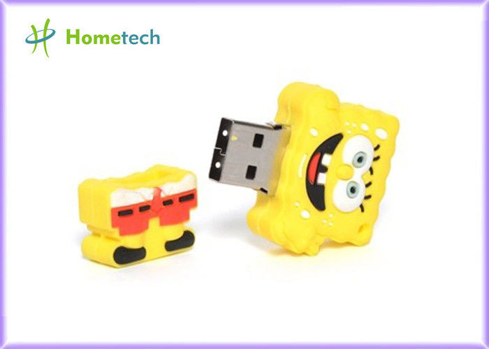 Sarı Sünger Bob Karikatür USB Flash Sürücü Dikdörtgen Dosya Transferi