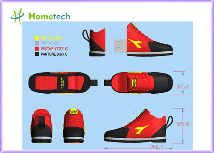 Kırmızı sneaker şekilli 4 GB / 8 GB Özelleştirilmiş USB Flash Sürücü Spor ayakkabı USB Tuşları / özel Kalem Sürücü 2 GB-8 GB