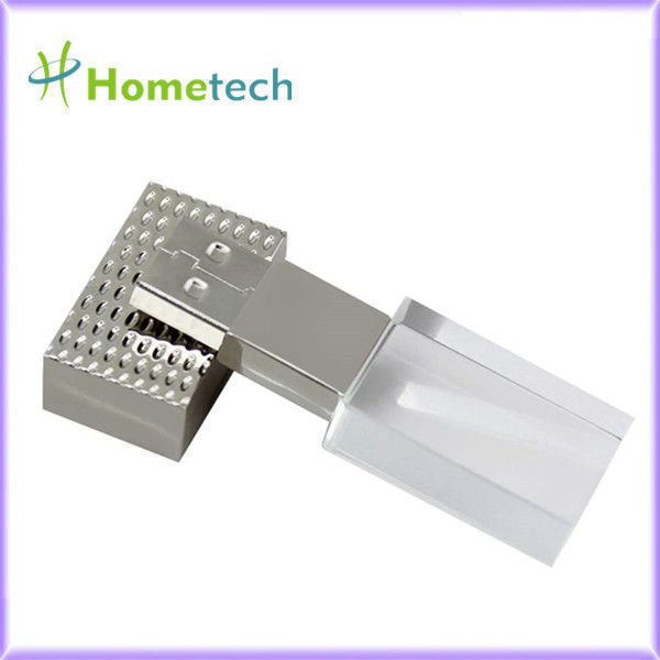 Hediye Özel Logo Gül / Altın / Bakır / Gümüş Şeffaf 32GB USB2.0 15mb / s LED Işık Flash Sürücü