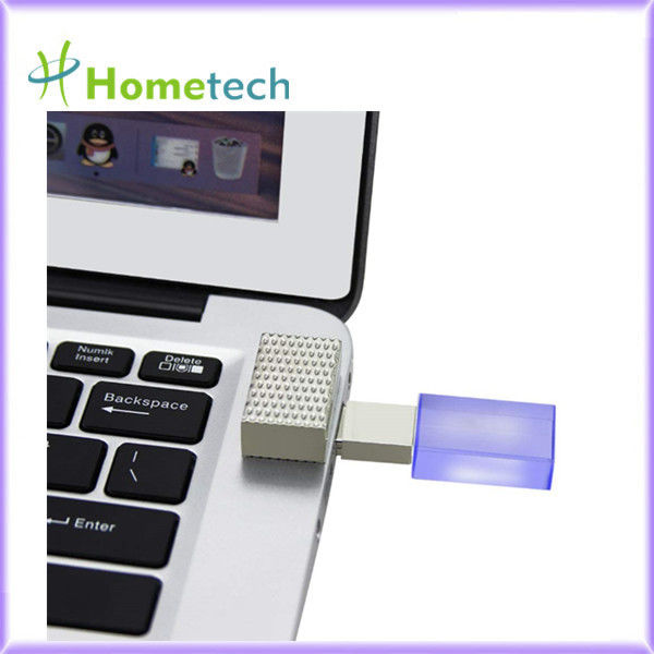 Hediye Özel Logo Gül / Altın / Bakır / Gümüş Şeffaf 32GB USB2.0 15mb / s LED Işık Flash Sürücü