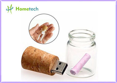 Bir Şişe Usb Flash Disk 4GB 8GB şeffaf Ahşap Cam Mesajı