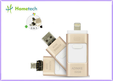 Golden OTG Telefon Metal 32GB USB Hafıza Kartı IPhone / PC, 1 Yıl Garanti için