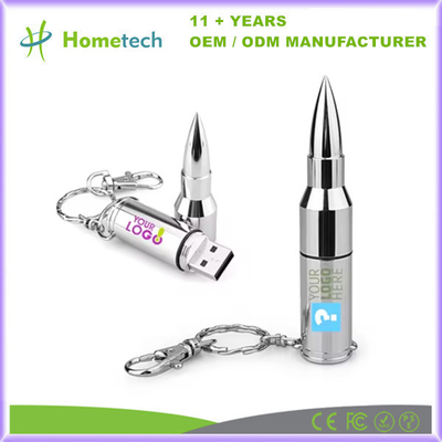 Mermi şeklindeki Metal USB Flash sürücüleri 8GB-256GB depolama kapasitesi ile Modern tasarım