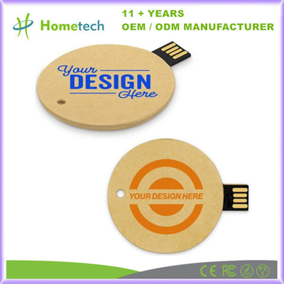 Windows/Mac OS/Linux uyumluluğu ile geri dönüştürülebilir kağıttan yapılmış 6g yuvarlak kart USB