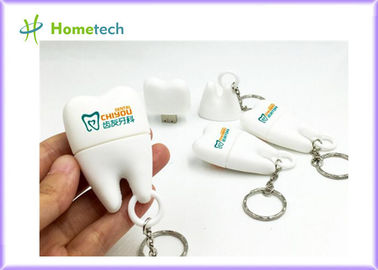 PVC Diş Şekil 1GB ~ 128GB Kapasiteli Özelleştirilmiş USB Flash Sürücü, Beyaz Renk