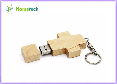 Anahtarlık Lazer Gravür Logo ile çapraz Kolye Ahşap USB Flash Sürücü 2GB