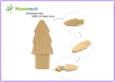 32G 64G Ahşap USB Flash Sürücü Kişilik Noel Ağacı Hızlı Okuma / Yazma