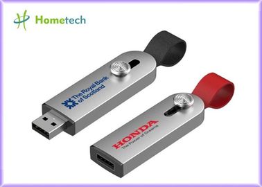 Executive Metal Usb Flash Sürücü Lazer Gravür Deri Kordonlu Tam Metal Gövde