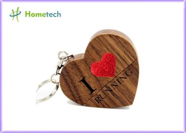Aşk Kalp Ahşap USB Flash Sürücü 4GB 8GB 16GB 32GB 64GB Akçaağaç / Ceviz Malzemesi
