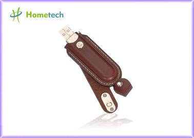 Yüksek Kapasiteli Kahverengi Deri USB Flash Disk, USB Öğrenci için 2.0 16GB