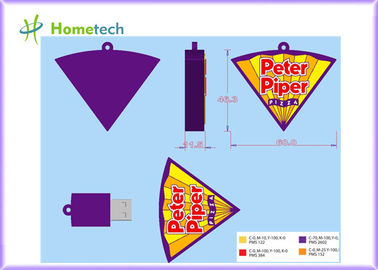 4GB Pizza Özelleştirilmiş USB Flash Sürücü, 2GB Yumuşak Kauçuk Karikatür USB Bellek Anahtarı
