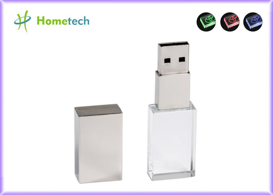 Hediye Özel Logo Gül / Altın / Bakır / Gümüş Şeffaf 32GB USB2.0 15mb / s LED Işık Flash Sürücü
