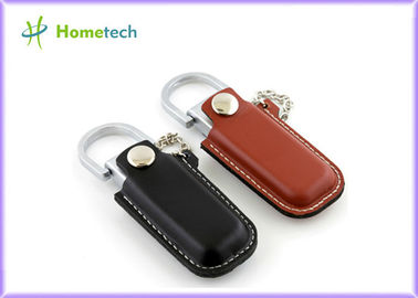 Lüks siyah / kahverengi deri USB Flash Disk 4GB / 8GB Anahtarlık ile
